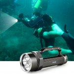 PELLOR Professional 5000 Lumens Portable Diving Flashlight Magnetic Controlled Electrodeless Dimmable Torch 120M Diving Depth